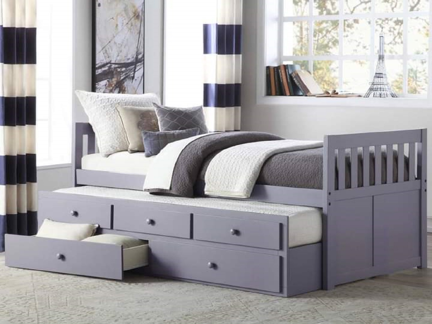 Dark Grey Trundle Bed