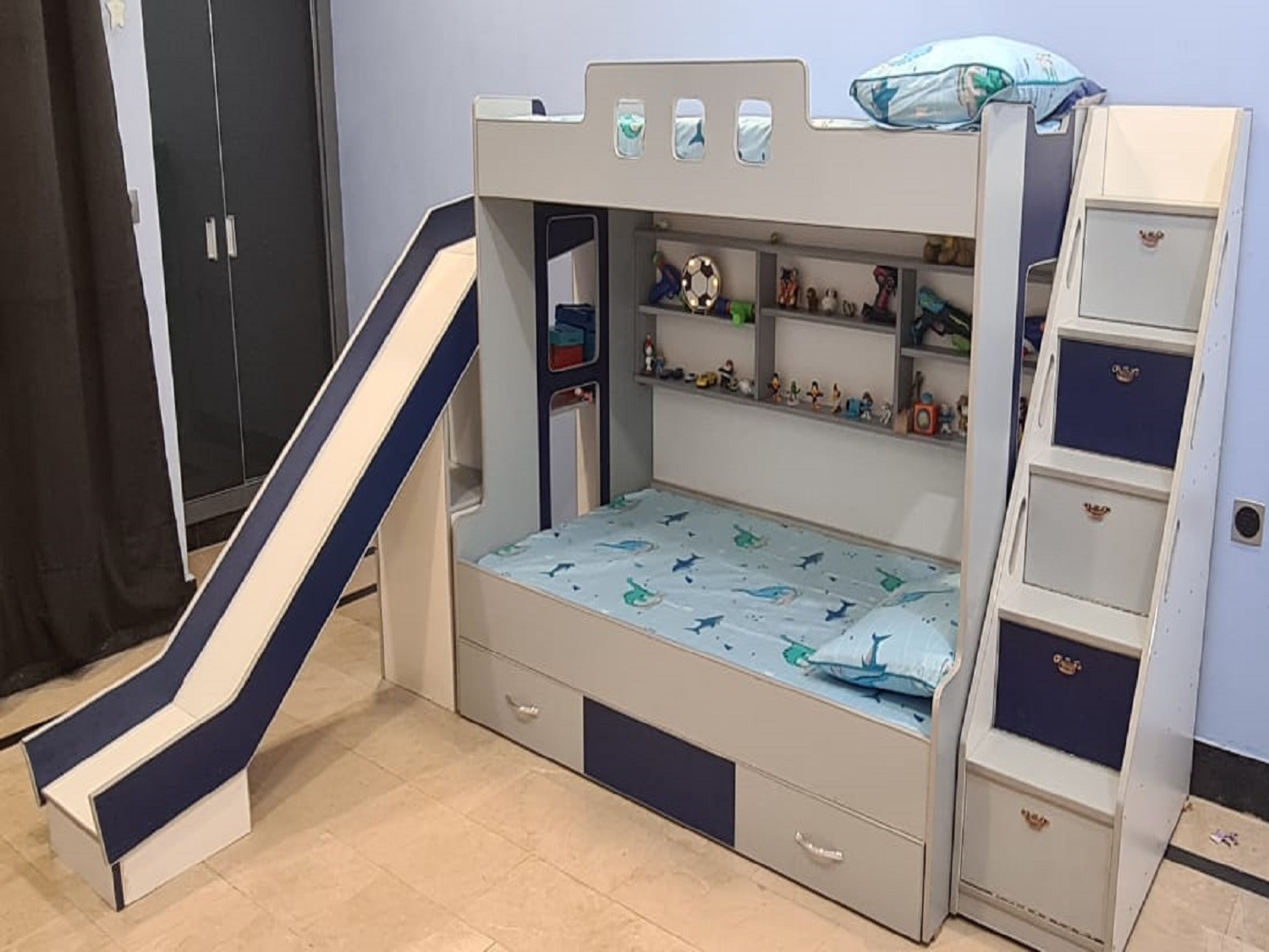 Triple Bunk Bed With Slide