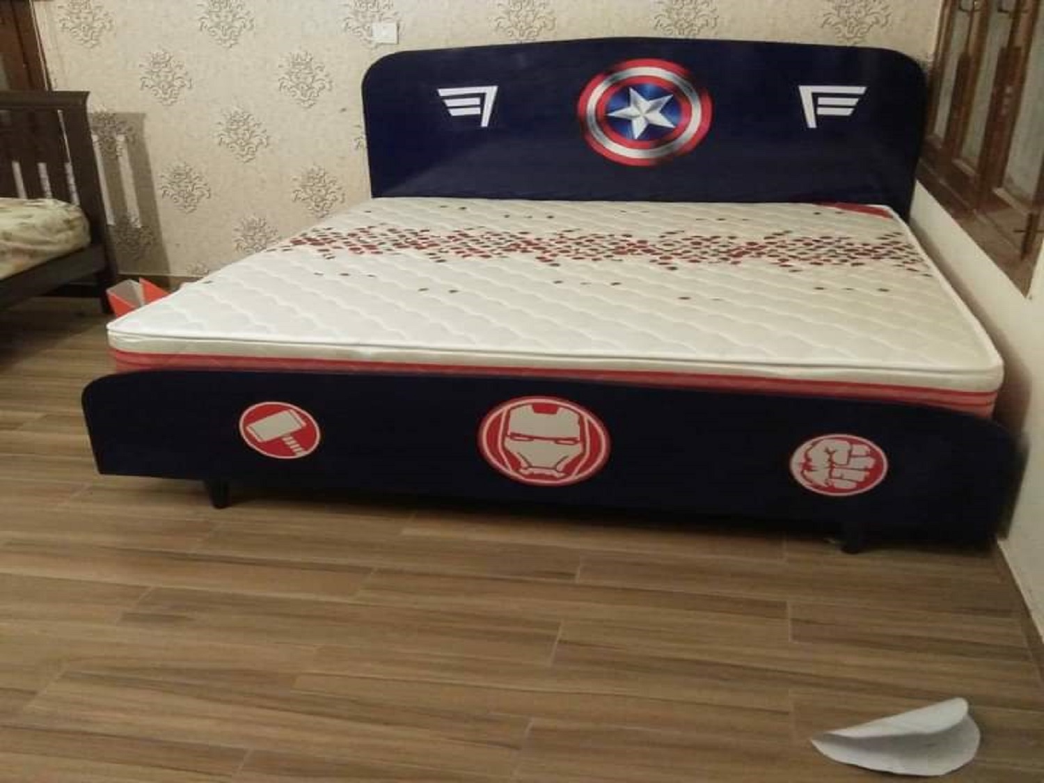 Dark Blue Modern Double Bed