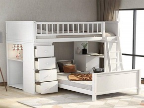 All White Bunk Bed With Storage