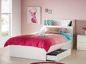 White Single Bed With Storage Draws