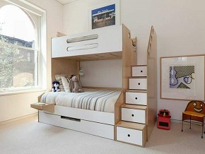 Light Wood White Triple Bunk Bed